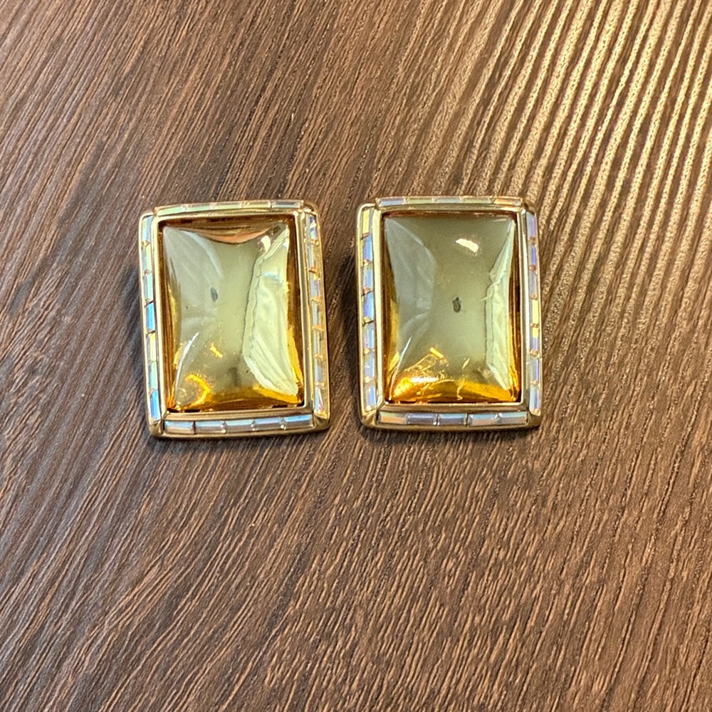 Yves Saint Laurent Cabochon Rectangular Earrings - image 6